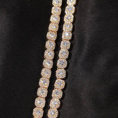 Hip-hop 9mm square rock candy zircon bracelet
