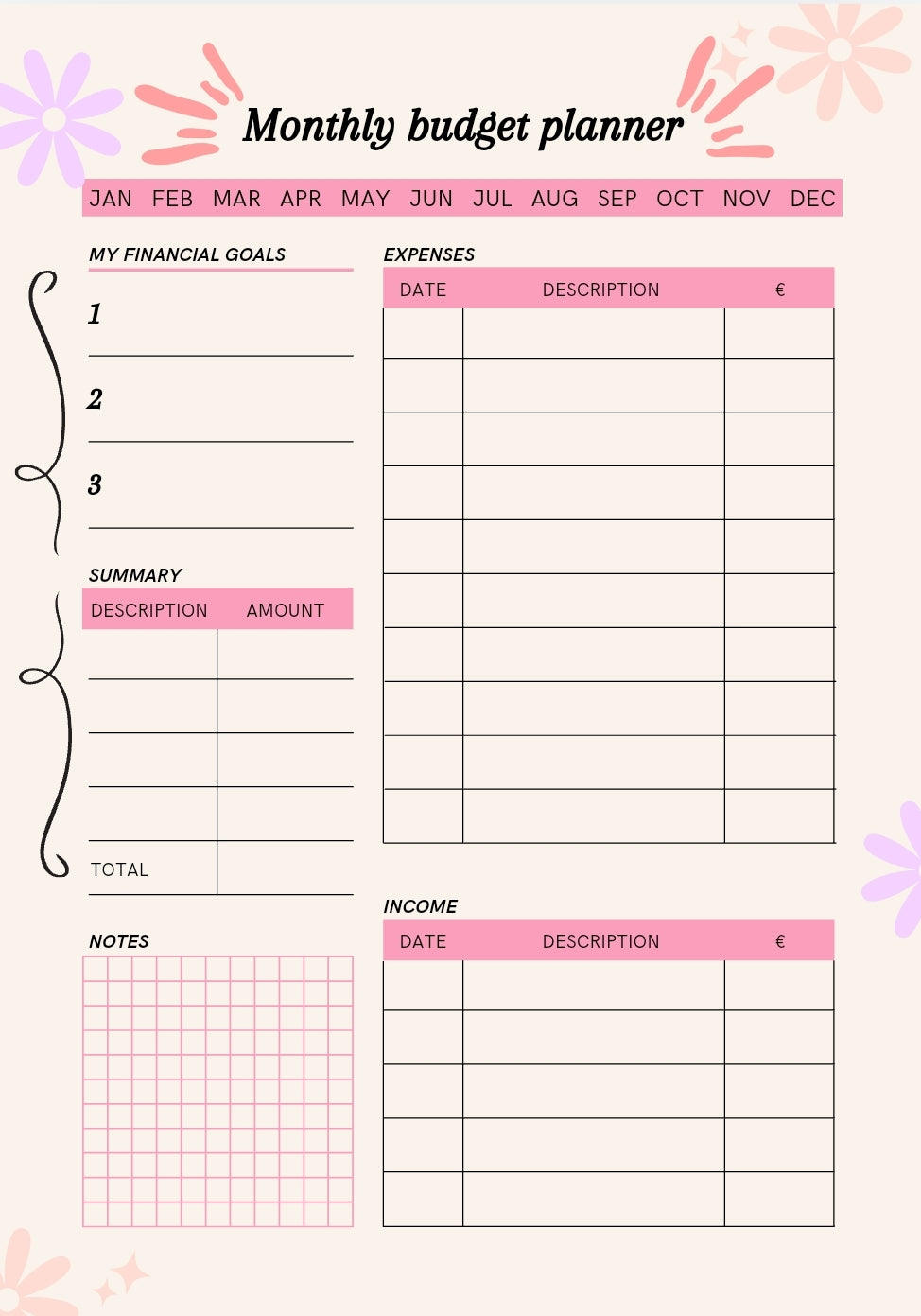 Monthly Budget Planner